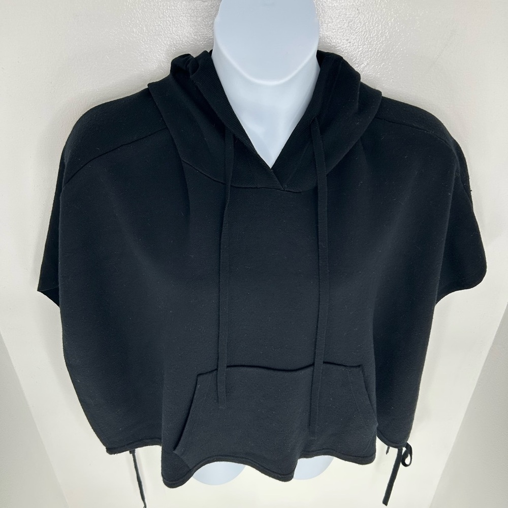Lululemon Womens All In A Day Hooded Poncho One Size Black 100% Merino Wool Cozy - Picture 5 of 12